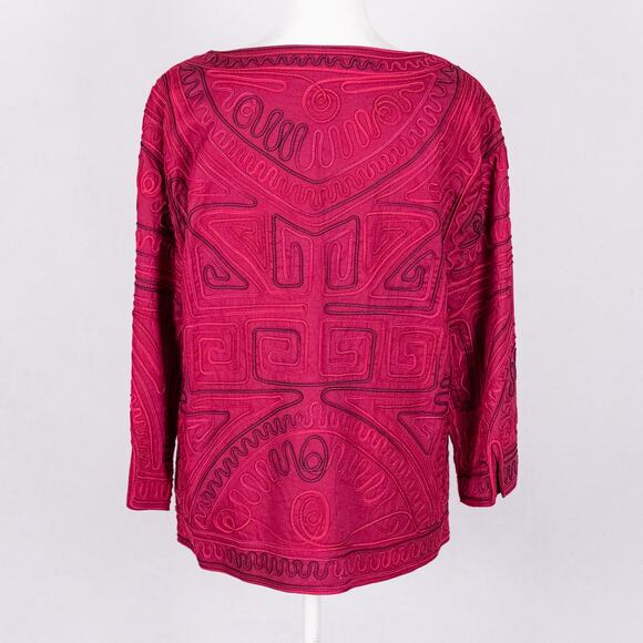 Embroidered Wearable Art Jacket Berry MEDIUM Abstract Bohemian Boho Southwestern - Picture 5 of 9